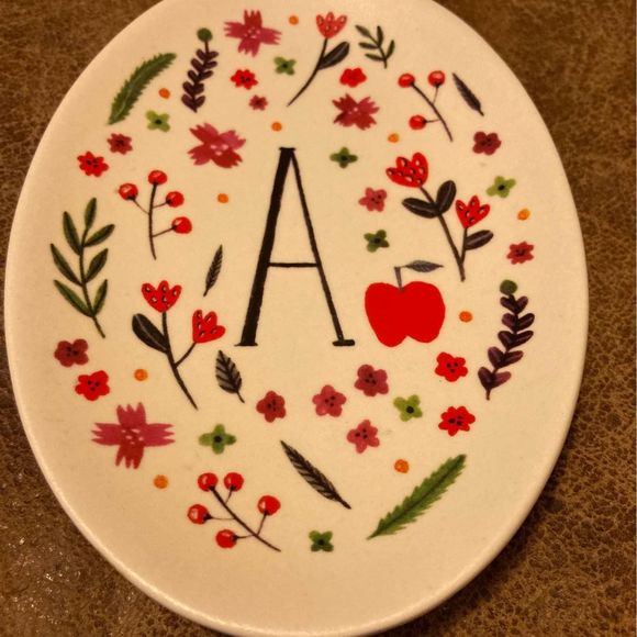 Anthropologie Other - Anthropologie Amelia Herbertson Trinket Soap Ceramic Monogram “A” Tray